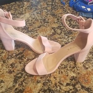 Pink suede heels